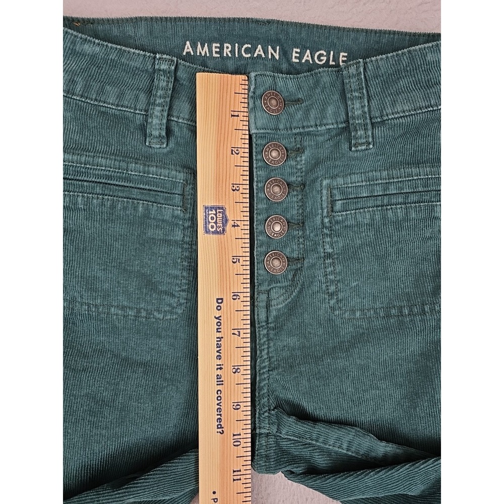 American Eagle Pants Women's Size 0 26x30 Green Super High Rise Flare Corduroy - Picture 3 of 7